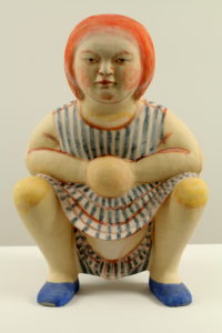 "Squatting Girl in Striped Dress" 2012